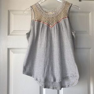 Maeve | Lace and Stripe Tank Blouse
